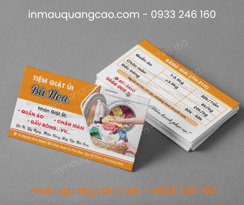 Mẫu card visit giặt ủi - in card visit giá rẻ Bình Dương